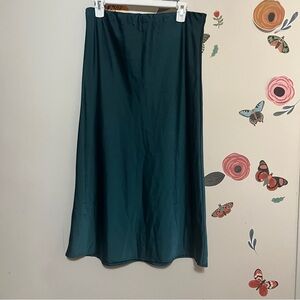 Nasty Gal Satin Deep Teal Midi Skirt 10